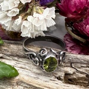 Silver Dragonfly Peridot Ring